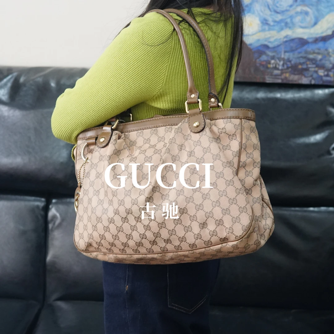 95新 GUCCI/古驰 粉色老花单肩包/XS12519042/9042
