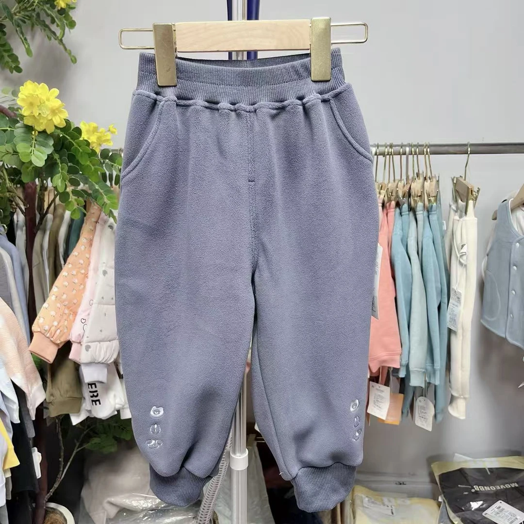 亮晨儿童外出奥利绒休闲宽松裤子 511601 丈青