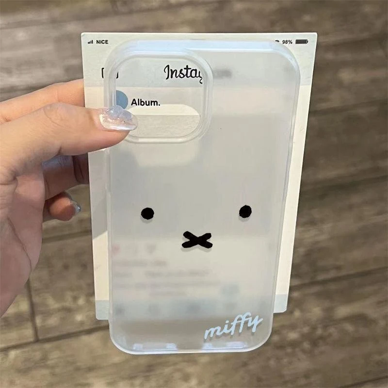 米菲兔表情适用苹果16PROMAX手机壳iPhone15大孔14/磨砂13/软壳12