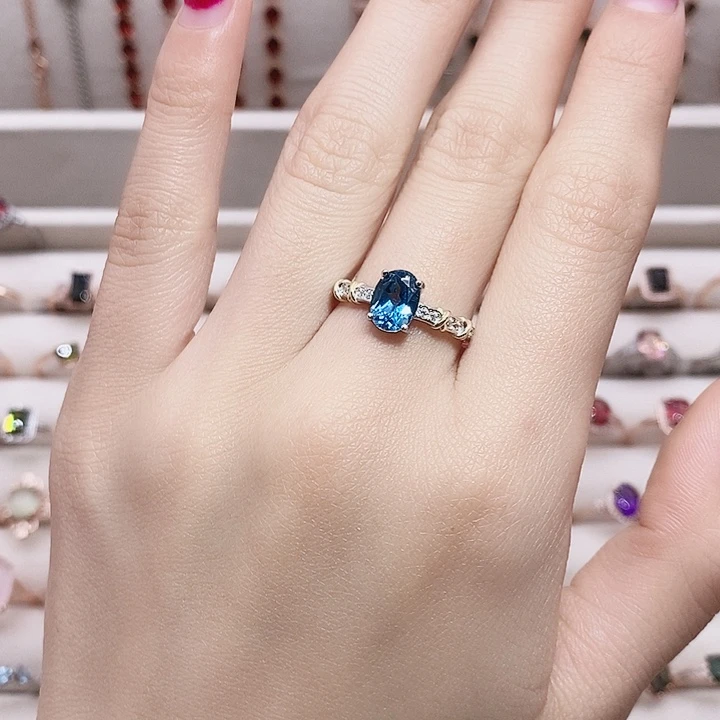 托帕石戒指银S925镶嵌戒指