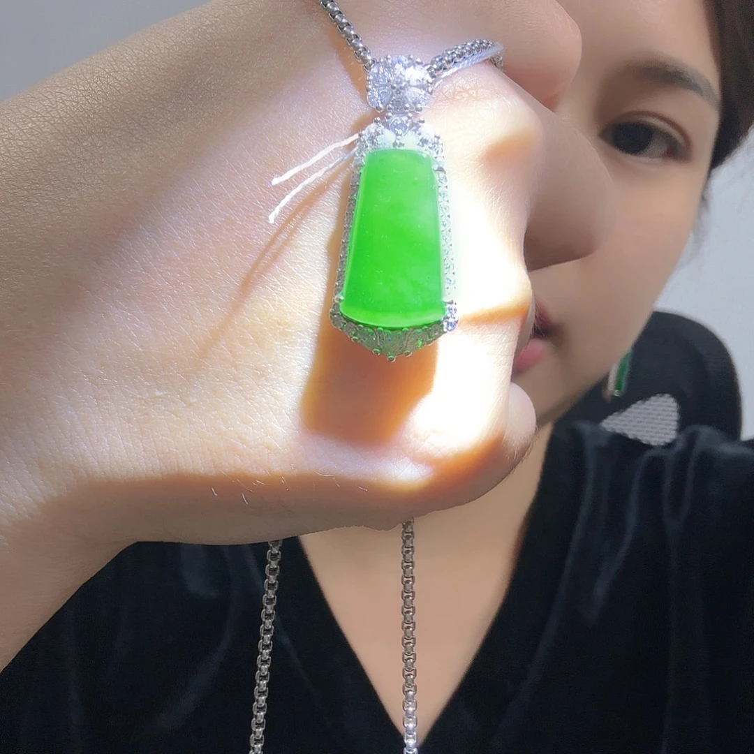 翡翠银S925镶嵌吊坠(不含链)