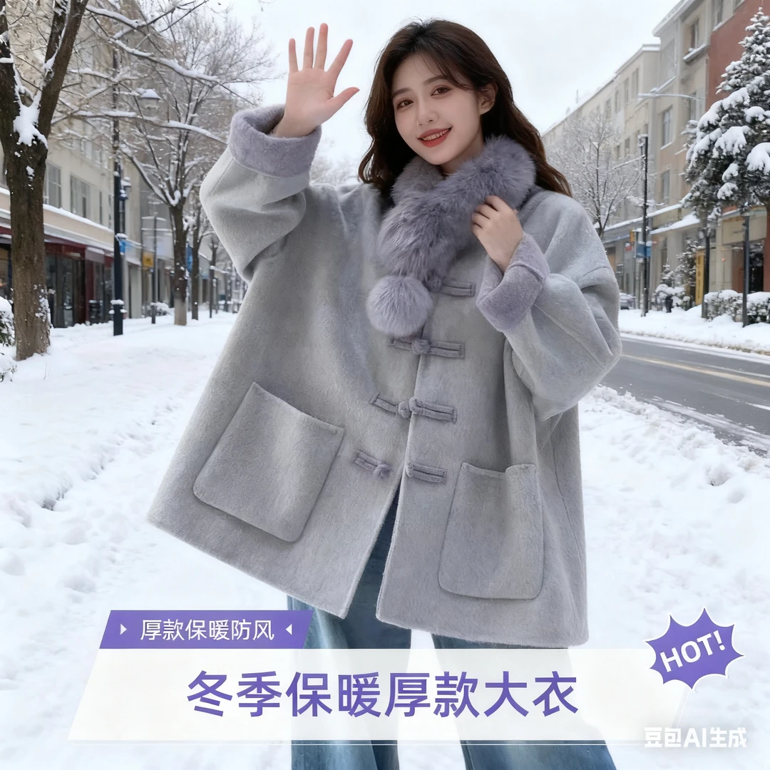 【新年战袍】秋季爆款女短款时尚高级感气质防寒保暖毛呢大衣女外套
