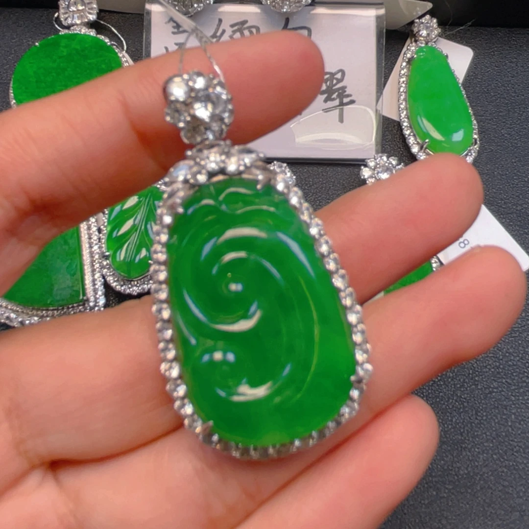 翡翠银S925镶嵌吊坠(不含链)