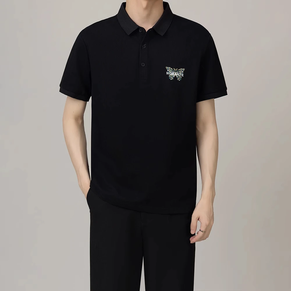 RSRDDYpolo衫男夏新款美式修身印花休闲百搭高级感男士翻领短袖