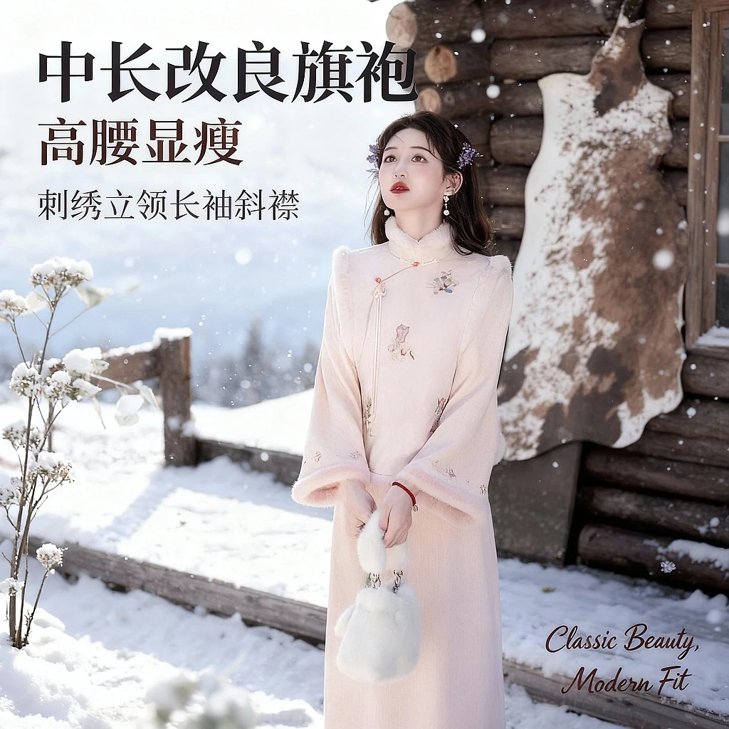 苏故里【晴川】加厚冬款显瘦减龄甜美改良版旗袍气质优雅日常百搭