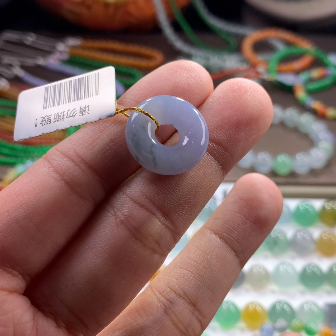 翡翠未镶嵌手链大漏！冰糯细腻紫飘花甜甜圈18.1x5.5