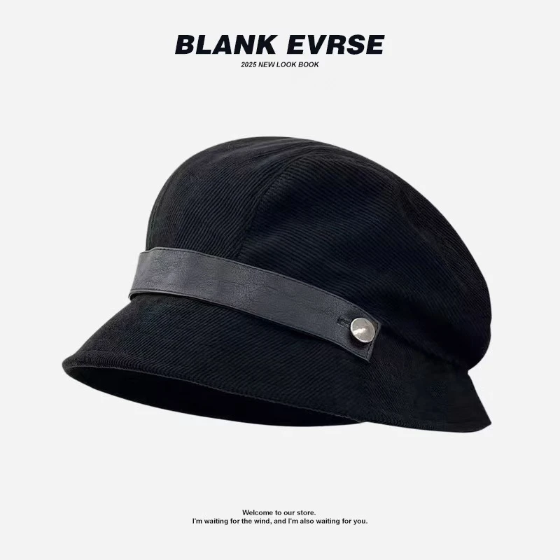 灯芯绒渔夫帽*一帽多戴可做小礼帽2025新秋冬百搭显脸小骑车可戴C