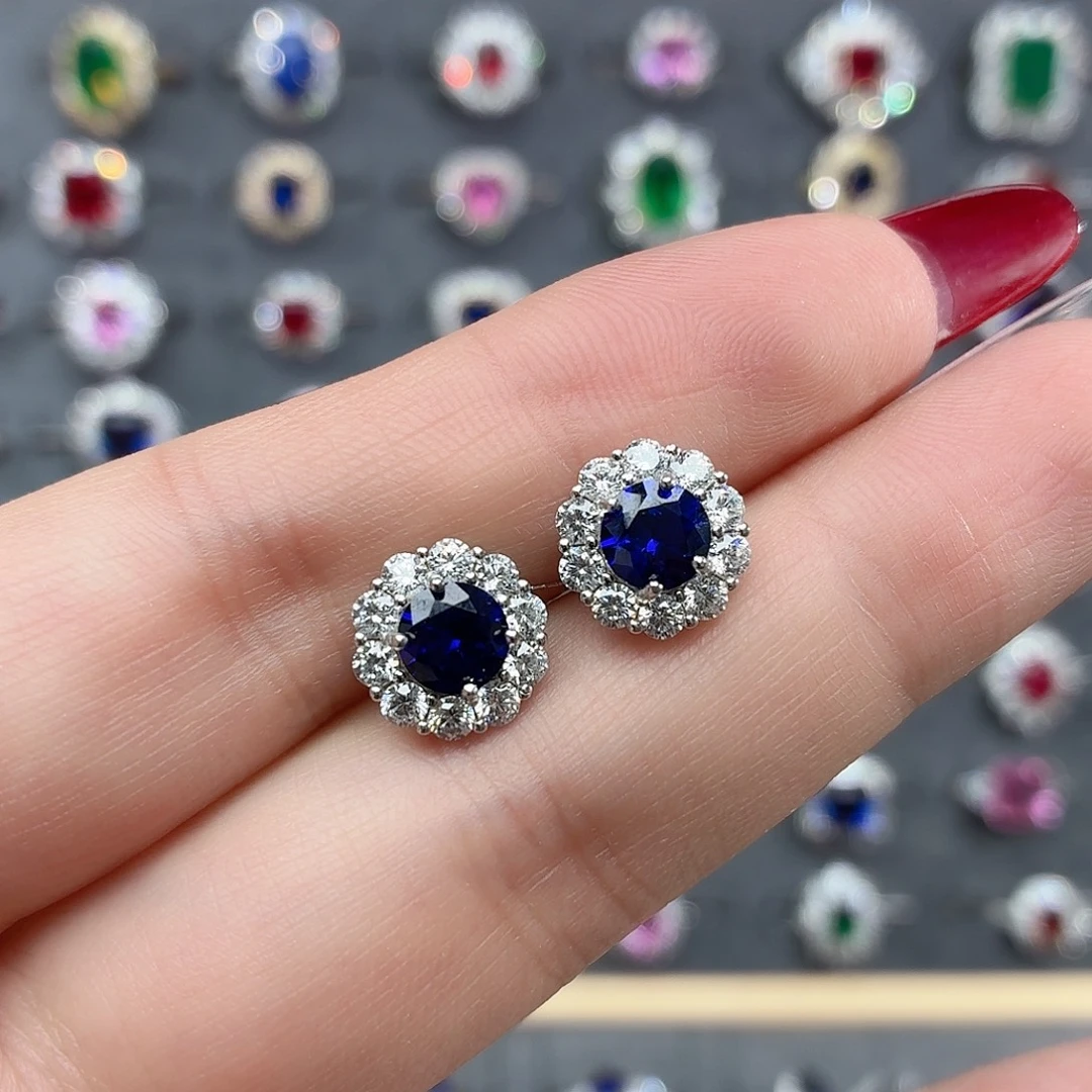 925银培育皇家蓝色宝石1