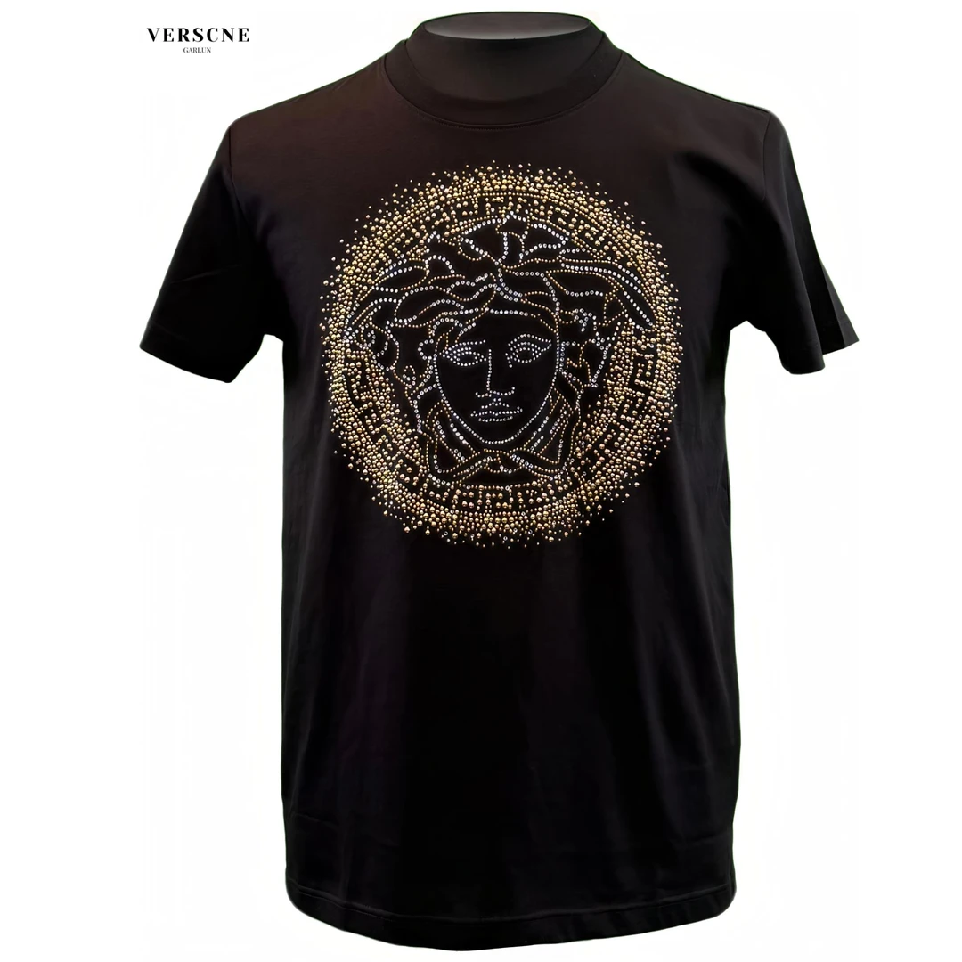 GARLUN VERSCNE/盖伦瓦萨琪修身型烫钻男士夏季休闲百搭短袖上衣