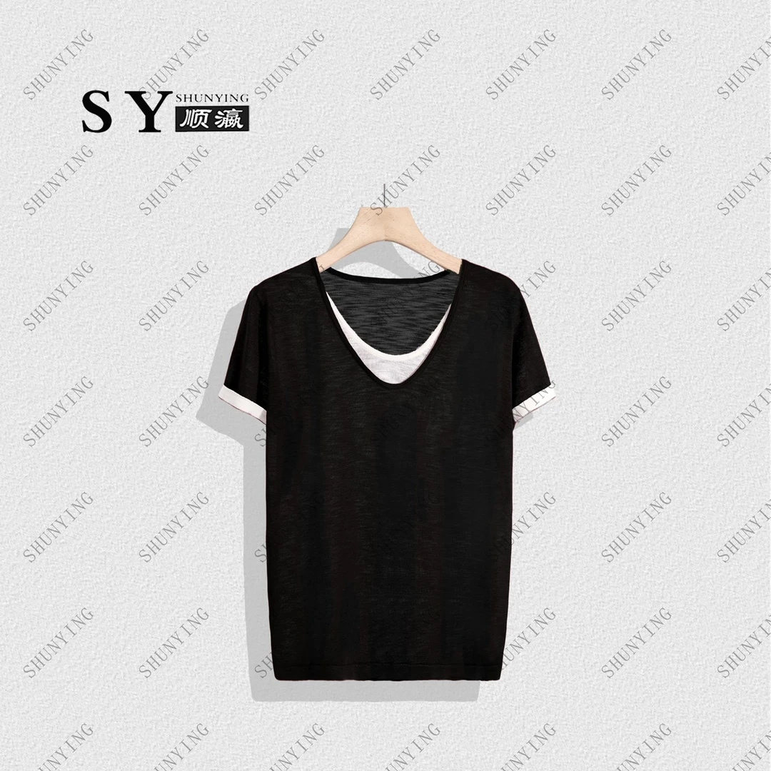 【顺瀛】新款设计感假两件简约针织短袖SY63ZZ1116