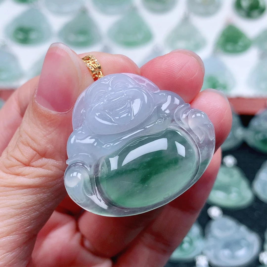 吊坠(不含链)18K金镶嵌翡翠