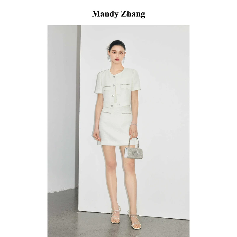 【陈大可专属】Mandyzhang千金风半身裙女夏镶钻短款裙子