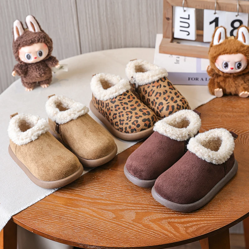 儿童韩版棉鞋2025冬季新款时尚女童加厚低帮雪地棉男童大棉豆豆鞋