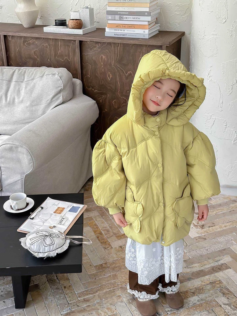 女小童羽绒服韩版花朵冬季可爱宽松羽绒服