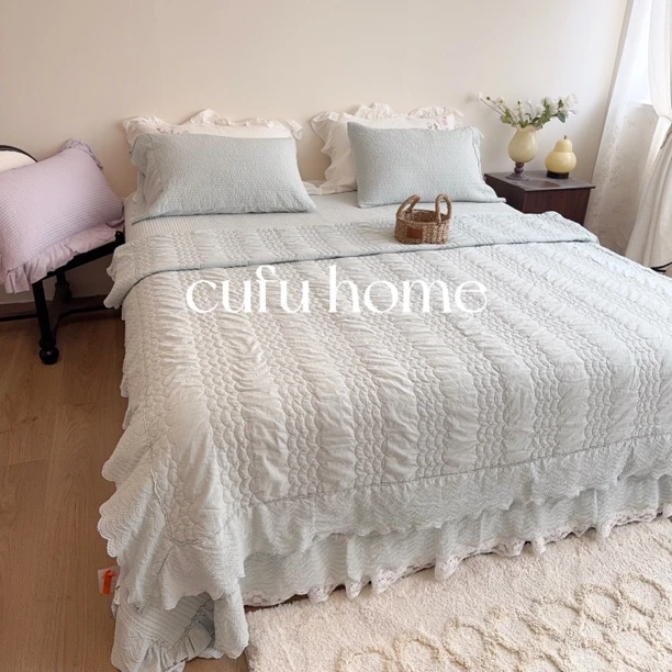 西西里丨加密100支纯棉细砂棉双面全棉床盖多功能被四季韩国床盖