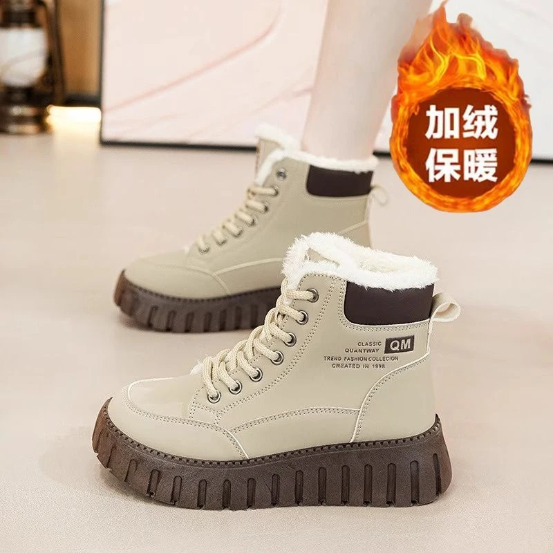 品牌断码加绒保暖雪地靴女高帮休闲轻便防滑马丁靴棉靴2025冬新款