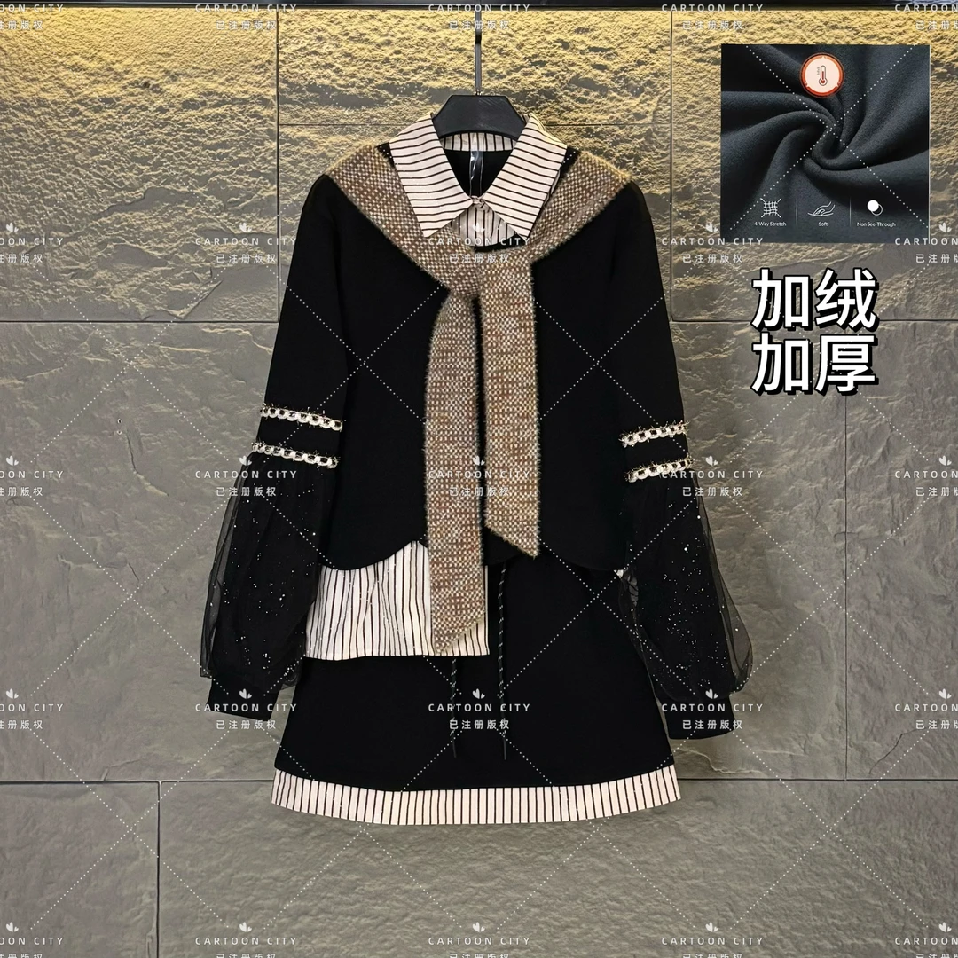 LLVD-B271【加绒】秋冬新品<减龄系列>长袖休闲重工卫衣套装两件