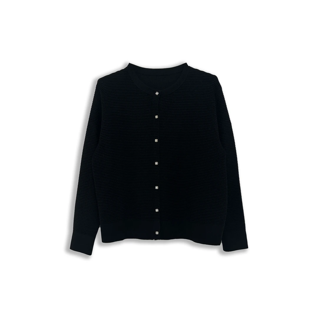 微胖女装【挪威森林】绵羊毛上衣早秋新款华夫格开衫长袖上衣18279