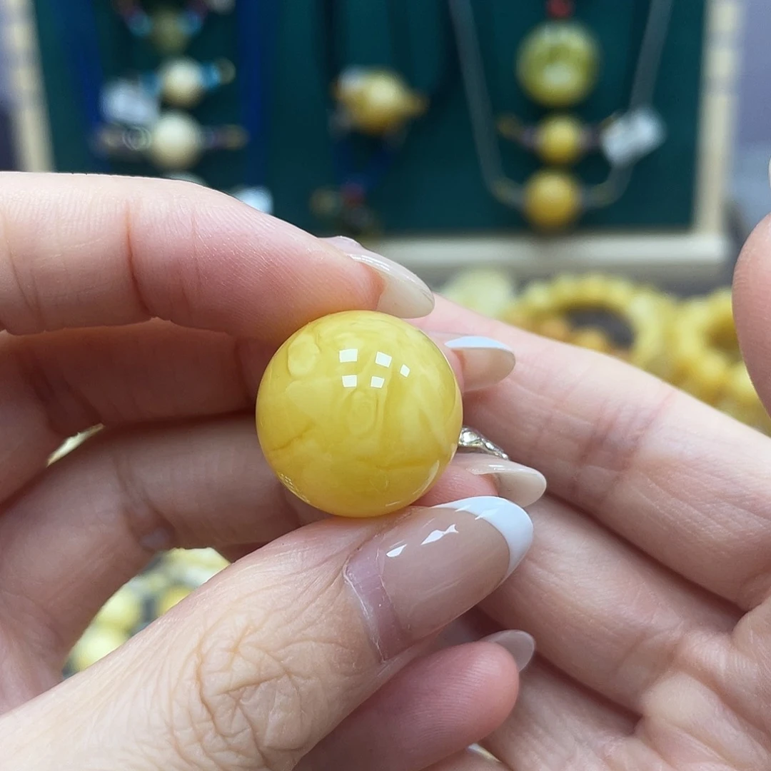 未镶嵌琥珀裸石18.5mm圆珠