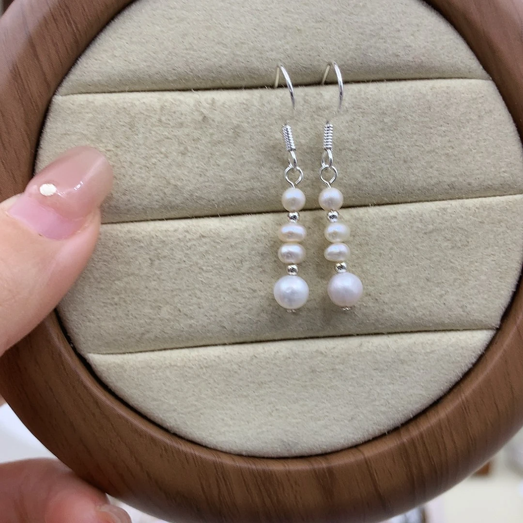 淡水珍珠耳饰银S925镶嵌