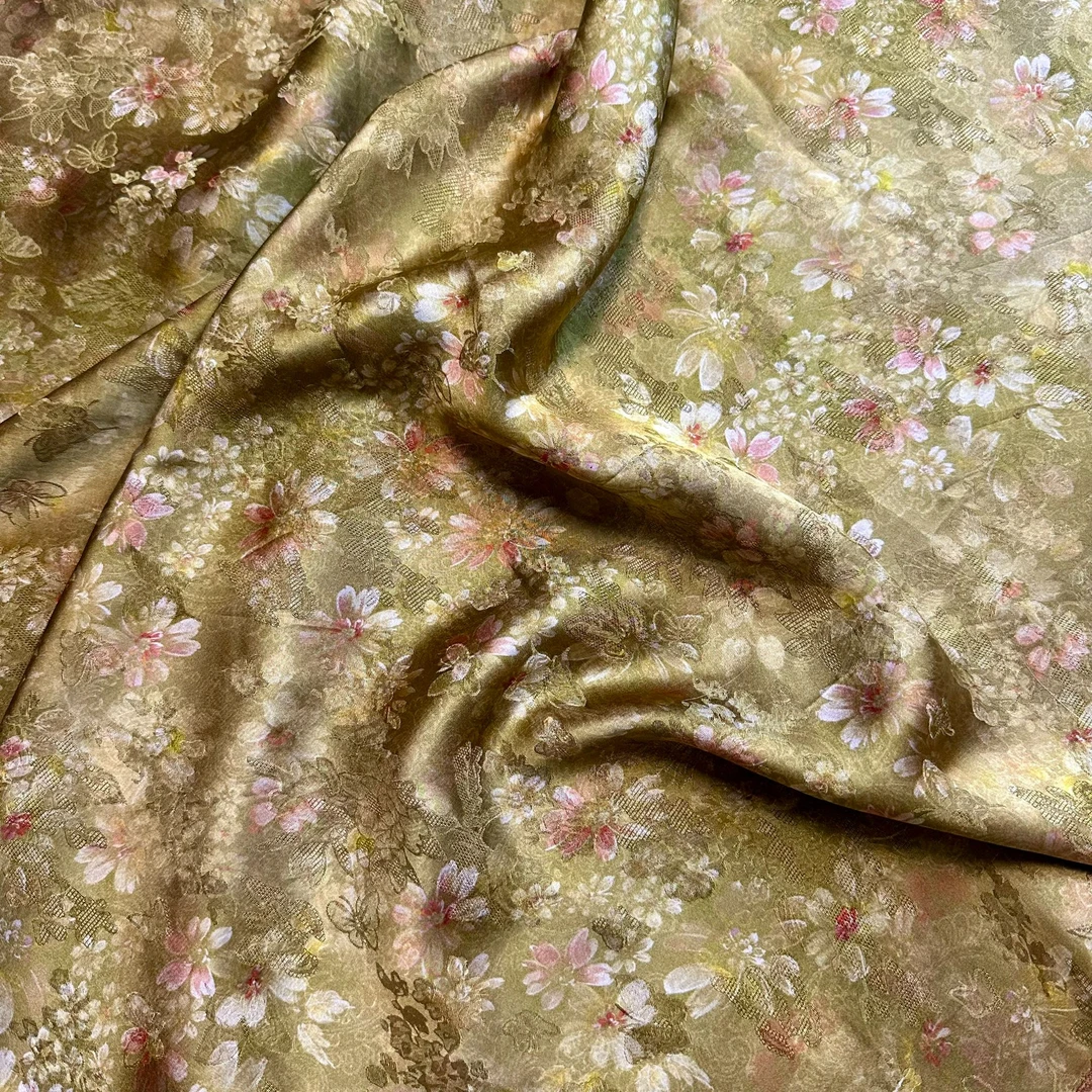 【小雏菊】高定新中式香云纱 花萝提花布头（开裁不退换）