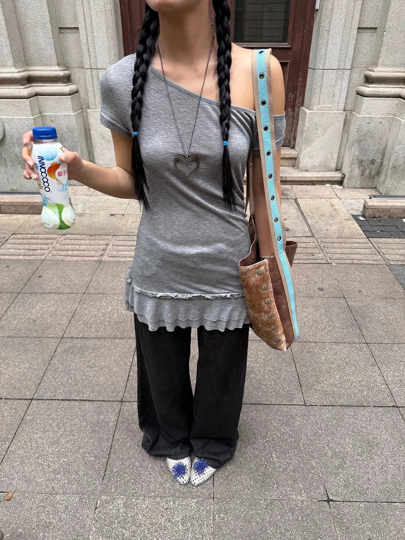 ONEXH·IN choose u2025年夏季天丝羊毛斜领上衣叠穿中长款连衣裙