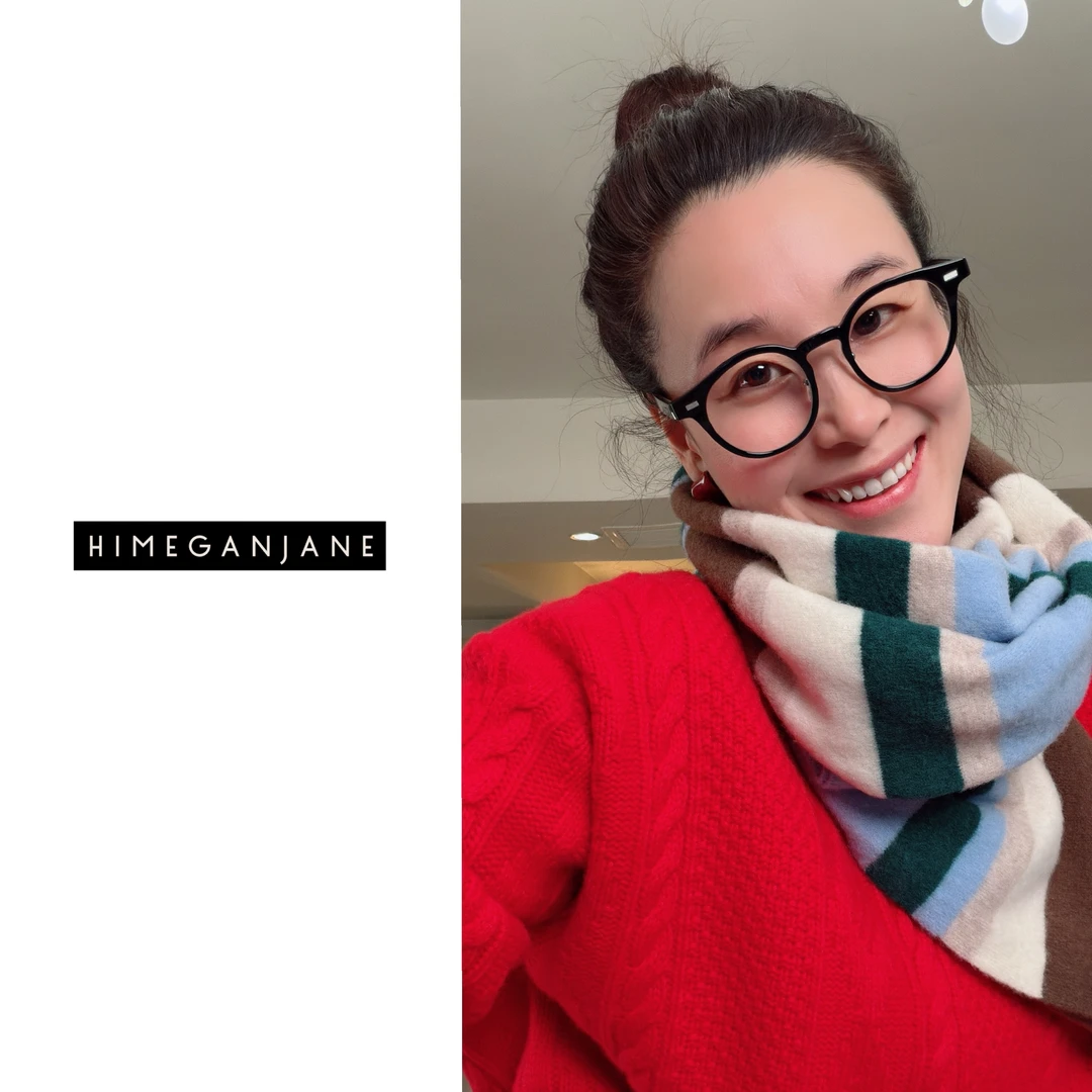 HIMEGANJANE 复古彩色条纹 绒毛感100%羊毛针织围巾6255