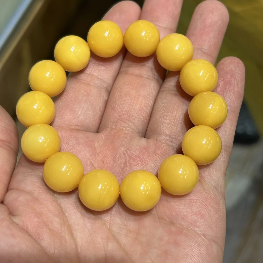 【刘云天专属】YT53546-蜜蜡圆珠手串-多样性发其一-14mm