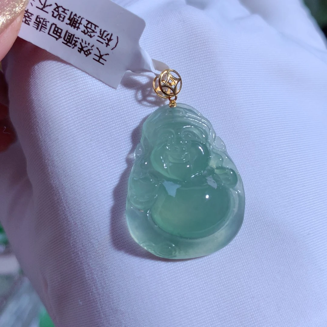 翡翠颈饰18K金镶嵌财财
