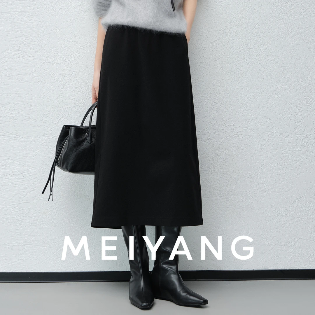 美洋MEIYANG 空气半裙 人丝羊毛*万向呢|松紧腰宽松中长裙-周一