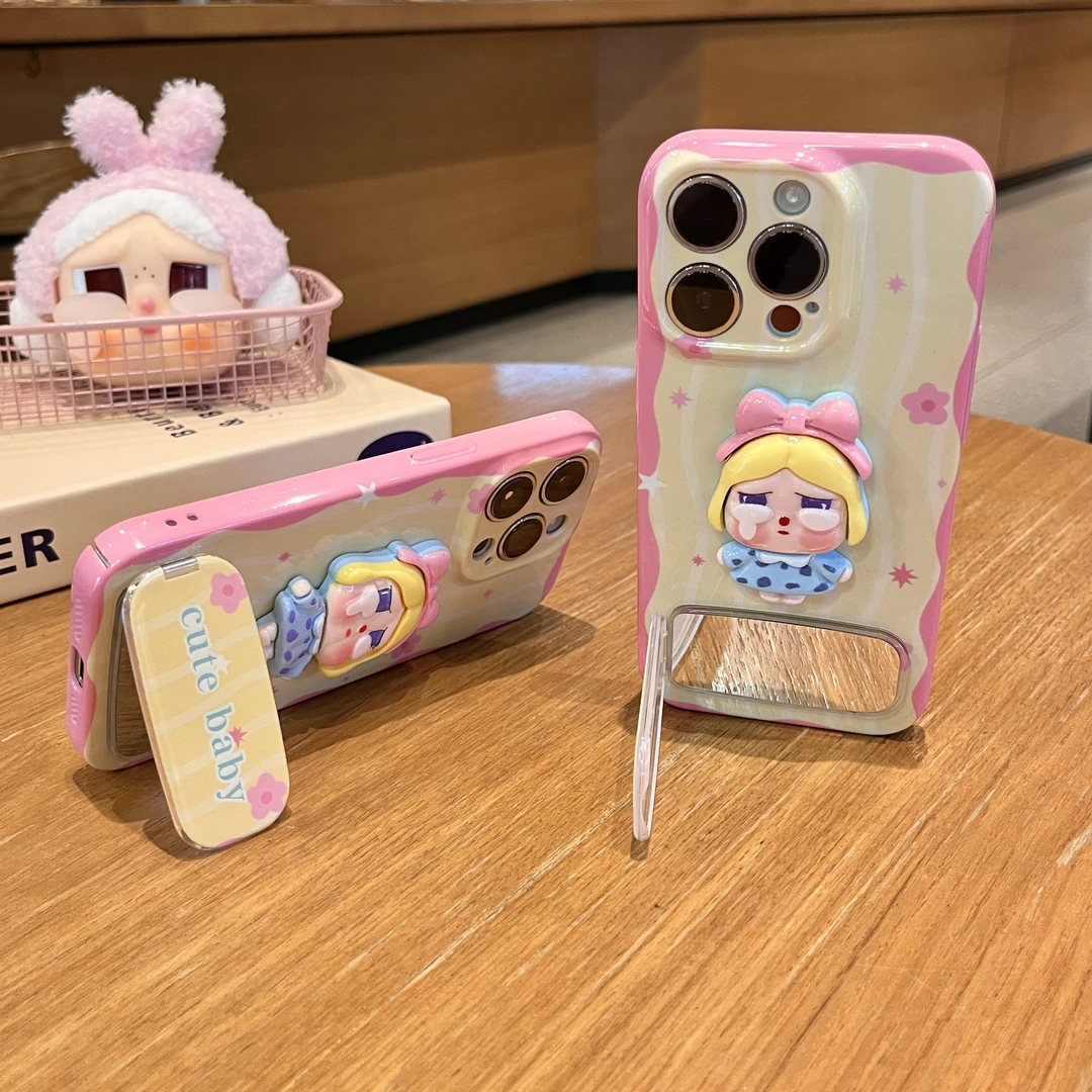 雅天立波浪立体哭娃女孩适用苹果16/15手机壳华为P70vivoppo小米