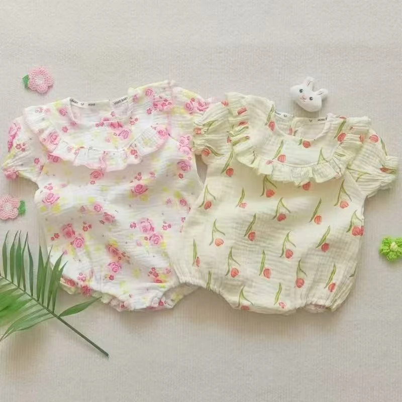 婴儿套头包屁衣纯棉2025婴儿短袖包屁衣夏季纱布三角爬服包屁衣