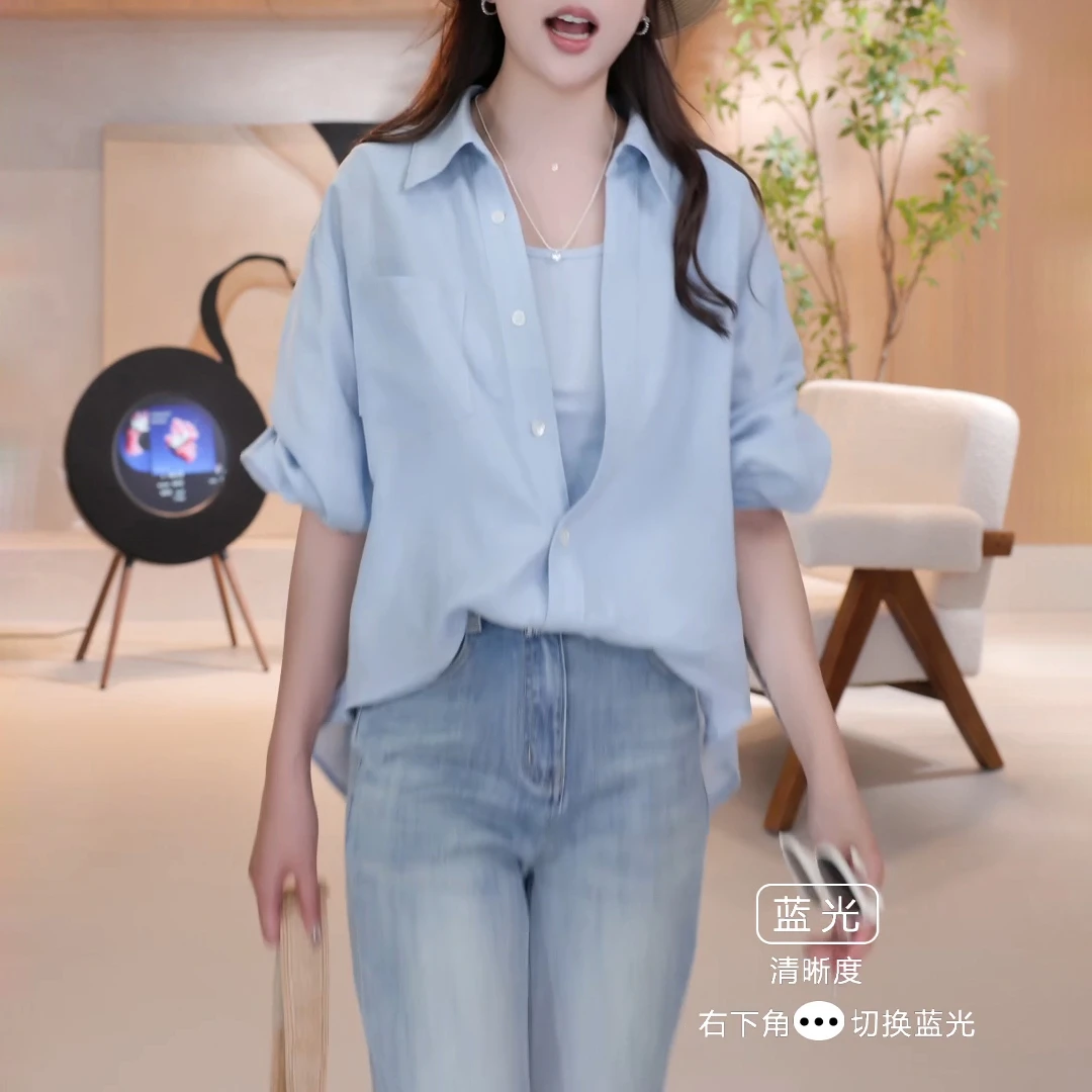 2025春季新款假两件衬衫气质时尚衬衣宽松遮肉欧若风显瘦慵懒上衣