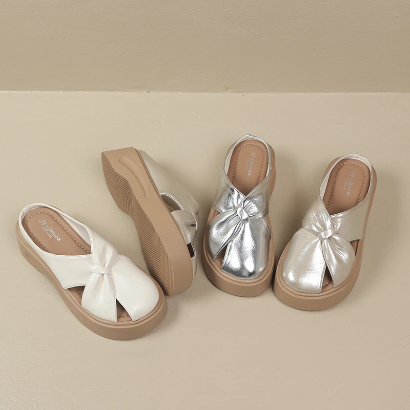 厚底半拖鞋女2025新款夏季外穿懒人一脚蹬凉拖鞋女夏百搭拖鞋2317