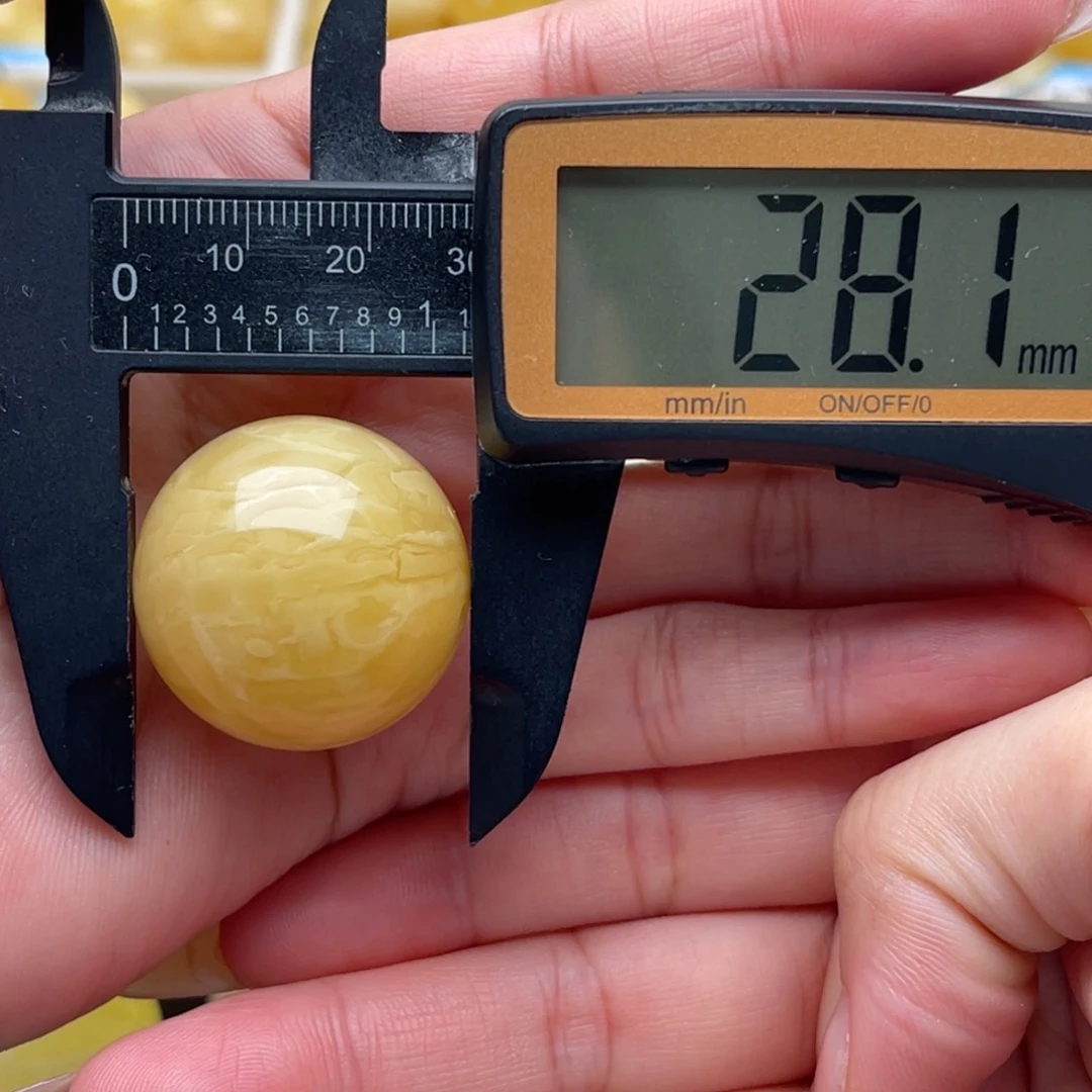 琥珀未镶嵌裸石蜜蜡圆珠笑