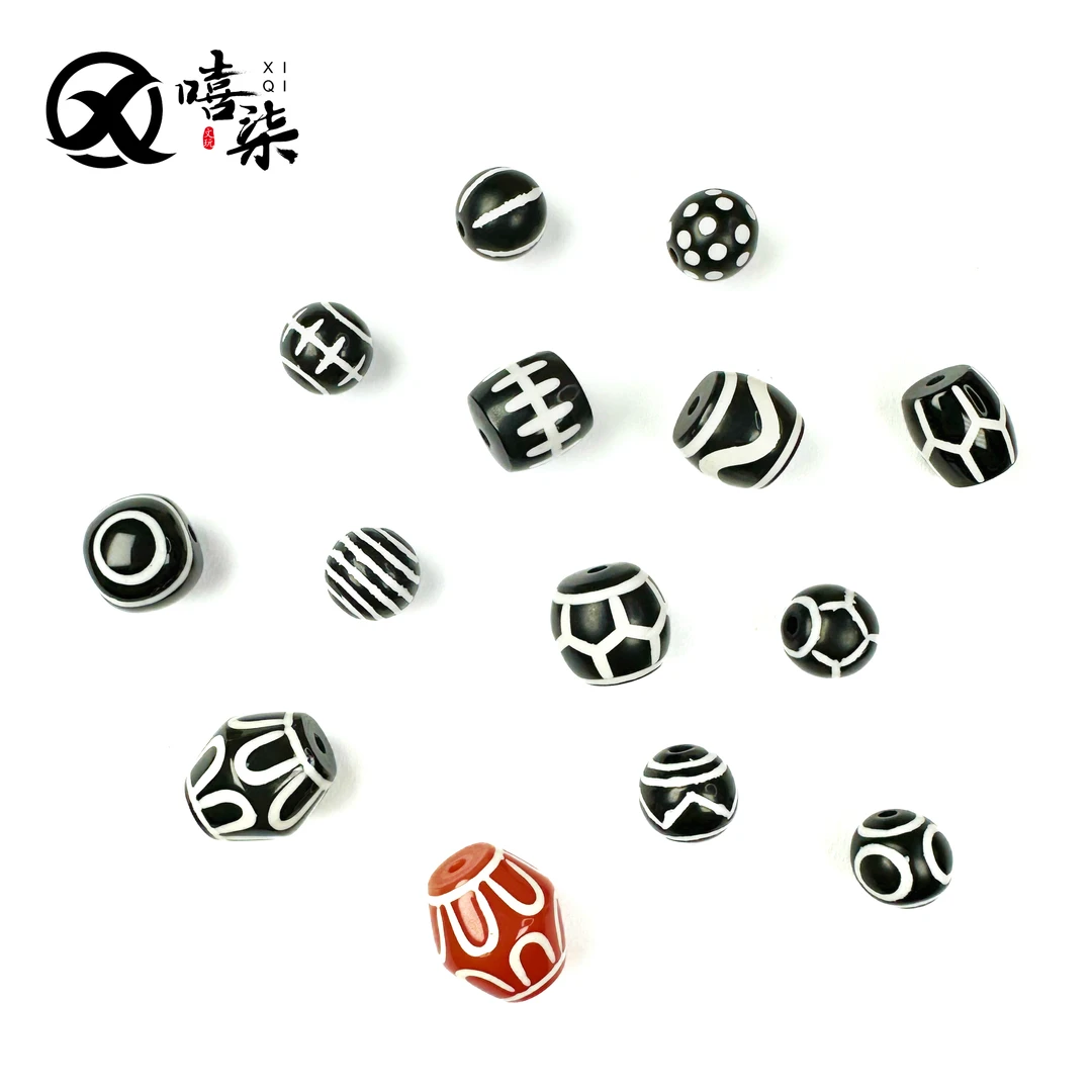 Q009【天珠pyu珠单珠】尺寸8-12过1.5线 寿珠鬼眼虎牙线珠 文玩配饰