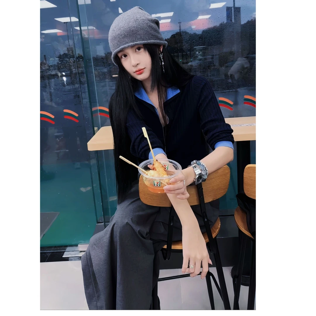 MN-【知识分子】显瘦撞色polo领假两件叠穿毛衣 SZ2366