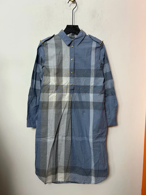 Burberry蓝色格纹衬衫连衣裙95新 缺少腰带