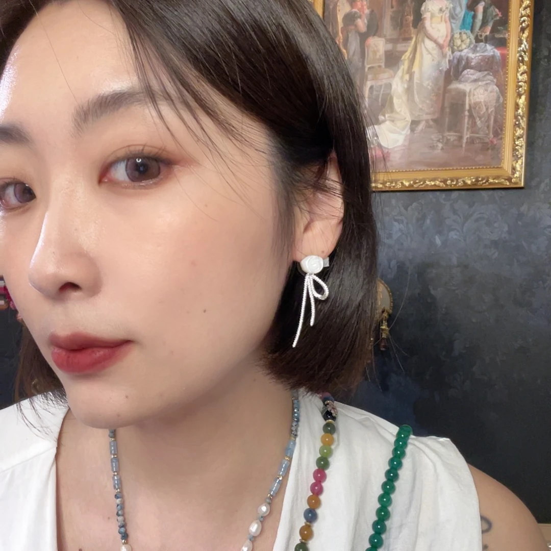 铜合金珐琅925银耳饰