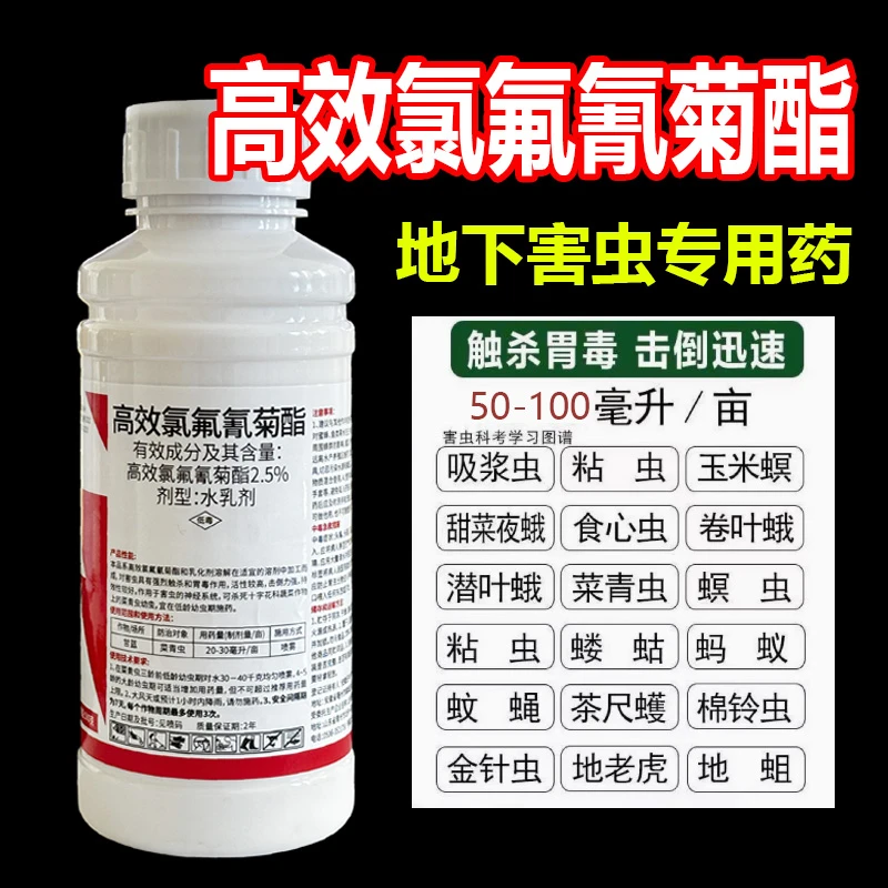 2.5%高效氯氟氰菊酯杀虫剂蔬菜青虫蚜虫蓟马青虫蛾类飞虱果树花卉