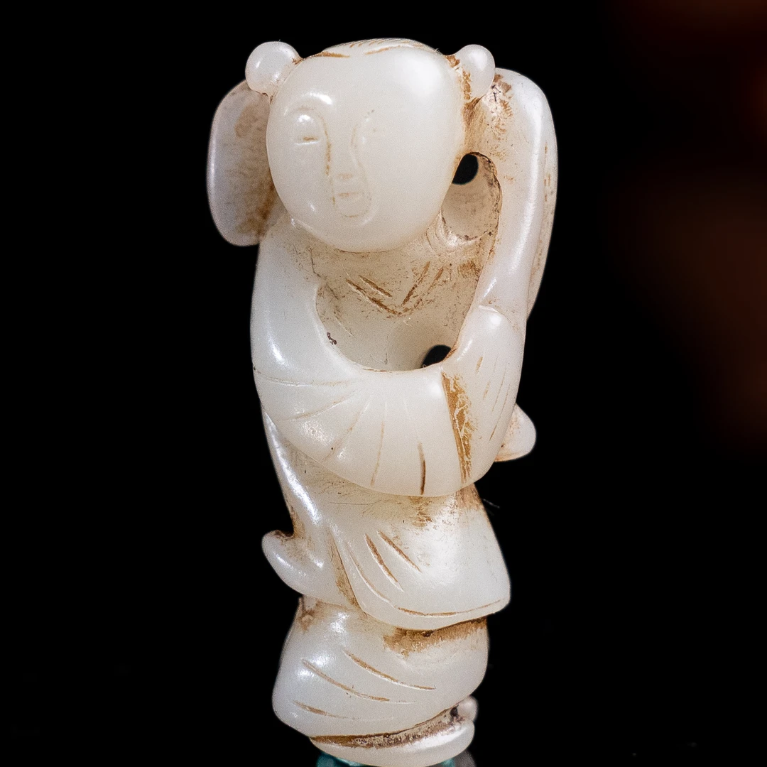 明清风格和田玉童子挂件-CS