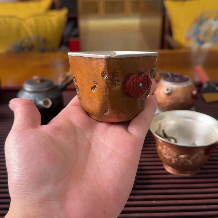 四方铜包银主人杯40g+白银