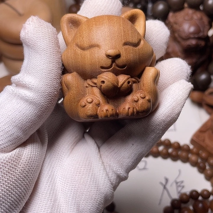 檀香木幸**则老山檀香凤九摆件微暇