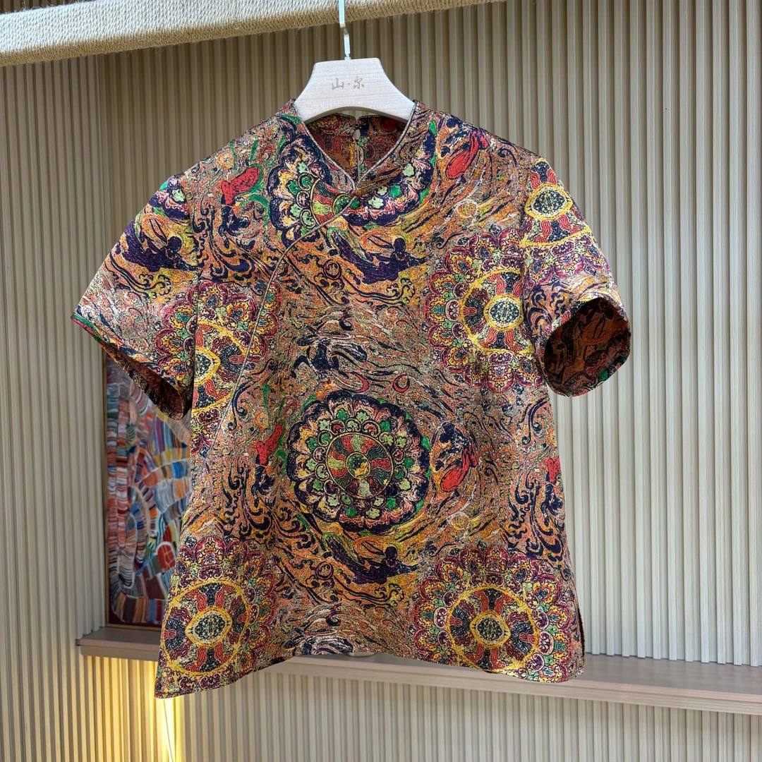 山.尔【思彤】重磅桑蚕丝斜襟上衣短袖