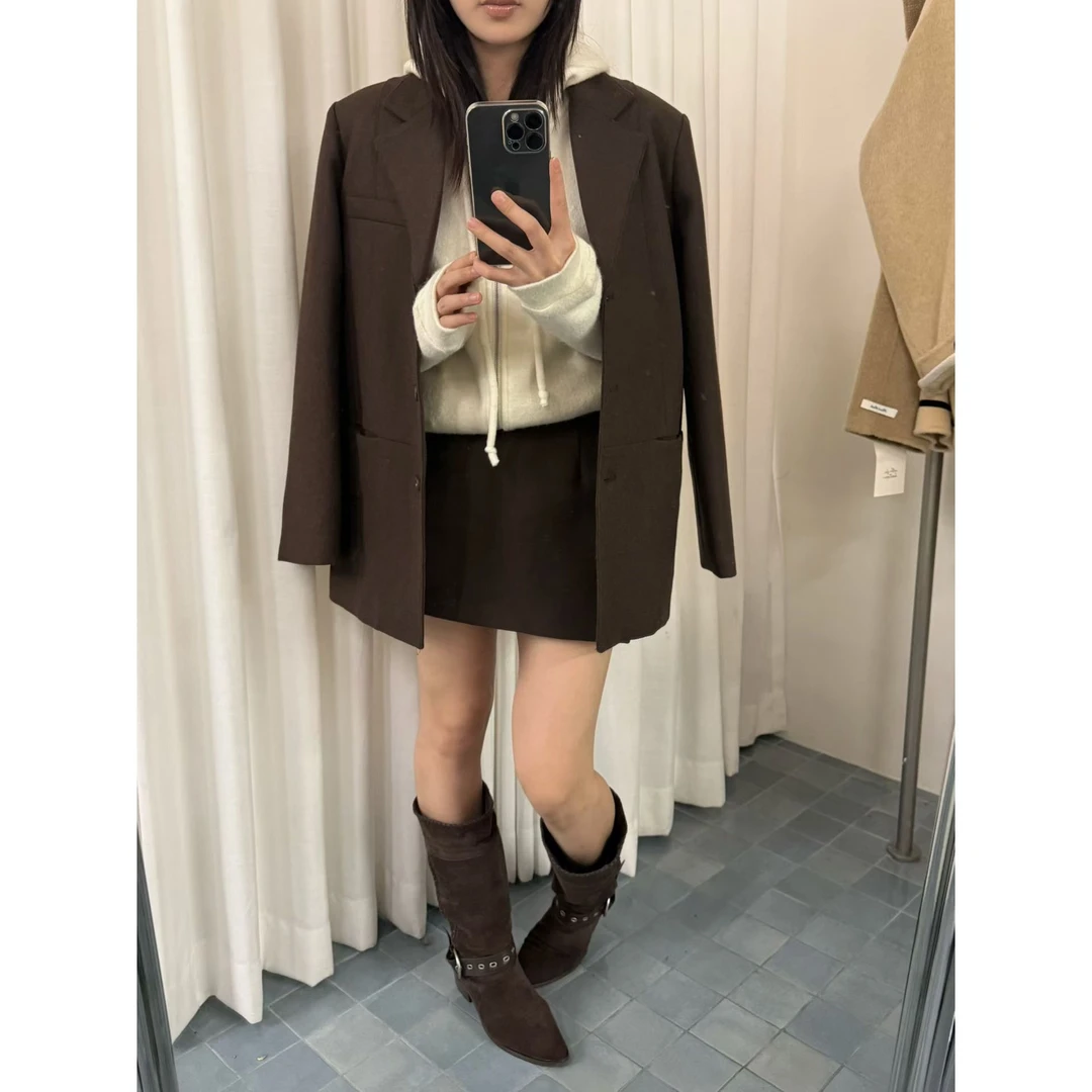 L-23881#ALLO#韩系简约气质显瘦遮胯A字半身裙（裤子里）（福利）