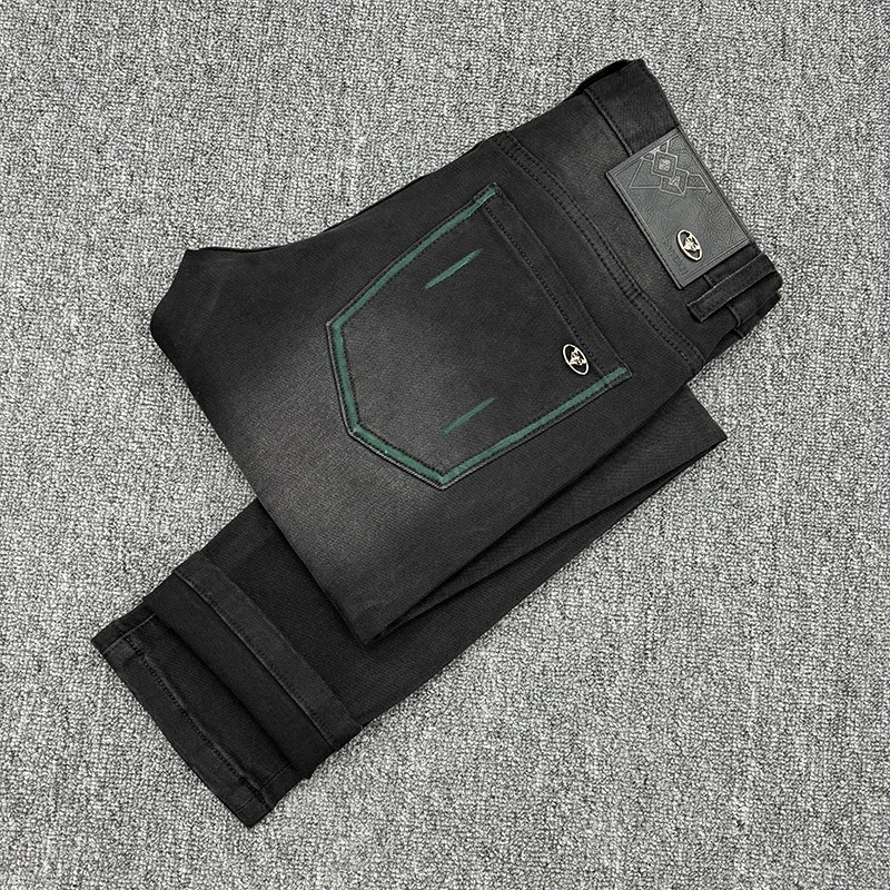 约文库费高端时尚春夏季男款牛仔裤修身百搭轻奢九分气质简约长裤