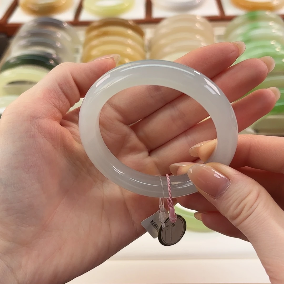 和田玉未镶嵌手镯【高冰透仙飘紫】