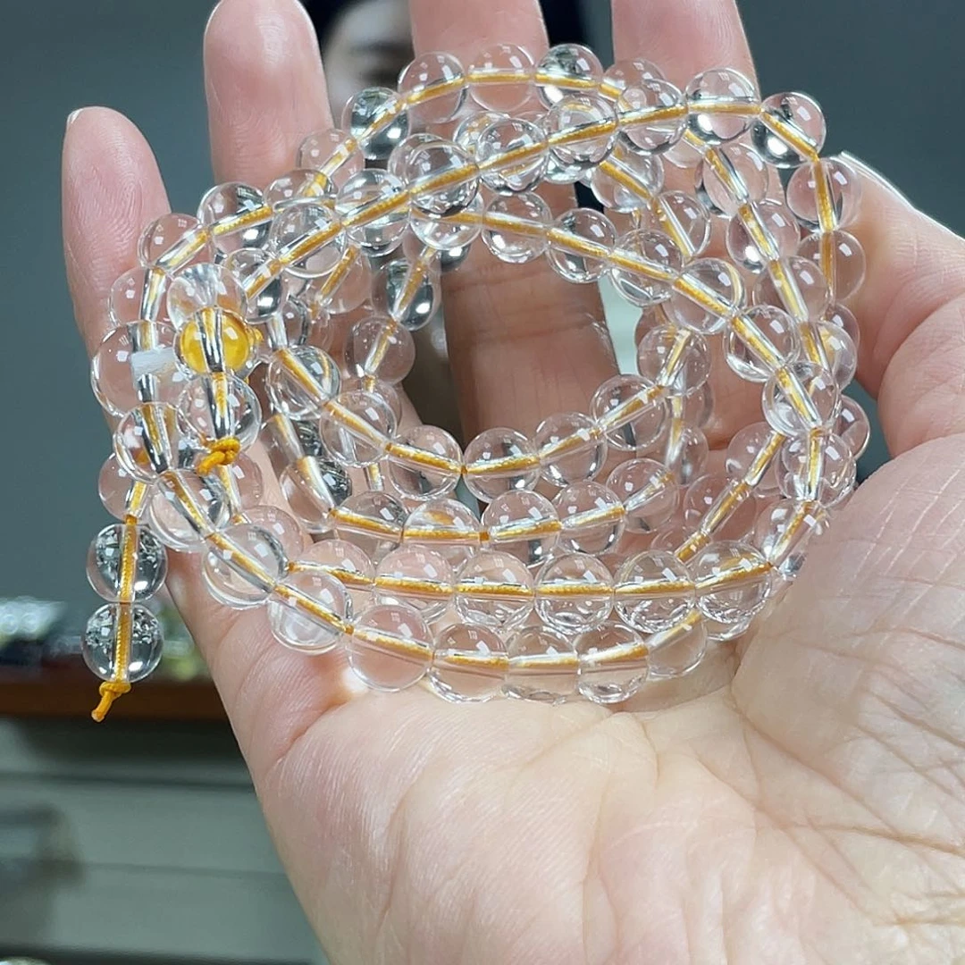 水晶手链未镶嵌白水晶108颗佛珠手串