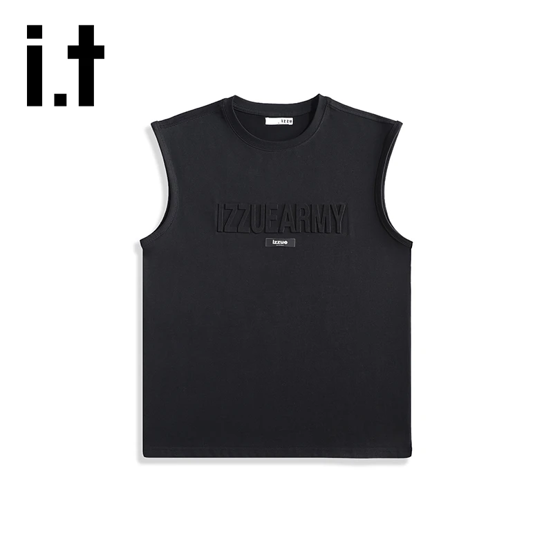 i.t izzue美式潮牌oversize印花背心男士夏季新款纯棉宽松无袖T恤