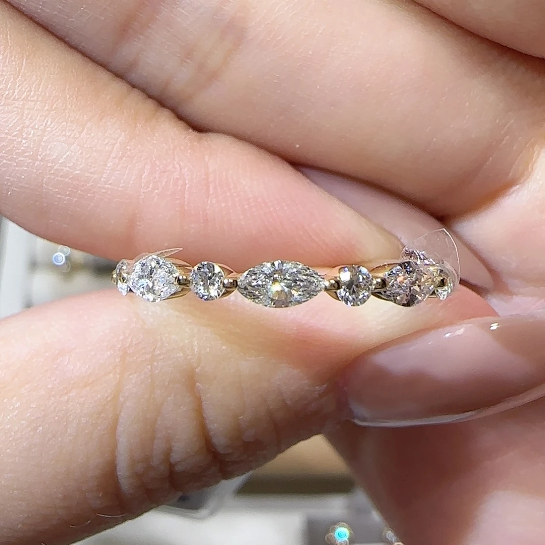 实验室培育钻石18K金镶嵌马眼排戒11-17